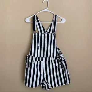 Black & White Striped Shortalls